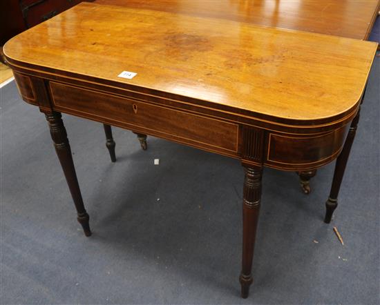 A Regency mahogany tea table, W.107cm